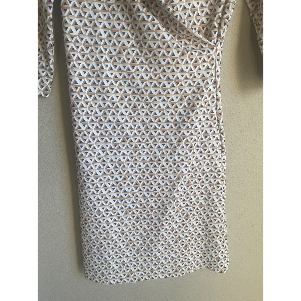 J.McLaughlin Catalina Cloth Dress Womens S‎ Tan Geometric Faux Wrap - Picture 4 of 8